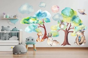 Krásna farebná nálepka na stenu pre deti v jemný tónoch 120 x 240 cm