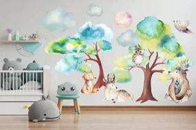 Krásna farebná nálepka na stenu pre deti v jemný tónoch 120 x 240 cm