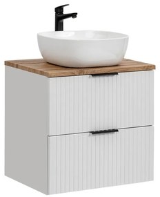 Závěsná skříňka Casad Smile s deskou a umyvadlem 60 cm bílá/dub wotan
