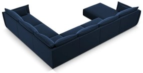 Tmavomodrá zamatová rohová pohovka (pravý roh/do "U") Vanda – Mazzini Sofas