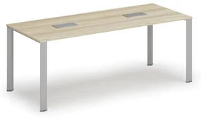 Stôl PRIMO INFINITY 2000 x 900 x 750, dub prírodný + 2x stolná zásuvka TYP II, strieborná