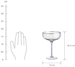 SMERALDA Sada pohárov na sekt so zlatým okrajom 400 ml 4 ks