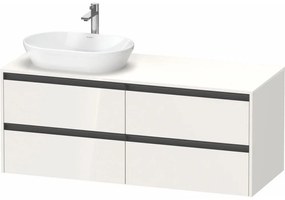 DURAVIT Ketho 2 závesná skrinka pod umývadlo na dosku (umývadlo vľavo), 4 zásuvky, 1400 x 550 x 568 mm, biela vysoký lesk, K24898L22220000