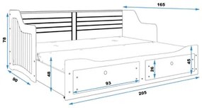 Rozťahovacia posteľ GRAND pre mladých bielo-sivá 80x200 cm