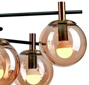 Luster na tyči LILOU 6xE14/5W/230V zlatá/čierna/dymová béžová