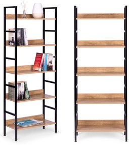 ModernHome Vysoký regál s 5 policami - kovová konštrukcia, MDF dosky