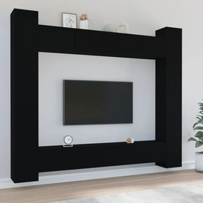 8-dielna súprava TV skriniek čierna spracované drevo 3114239