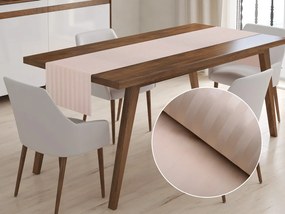 Biante Damaškový behúň na stôl Atlas Grádl DM-017 Púdrovo béžový - pásiky 2 cm 45x160 cm