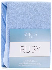 Froté prestieradlo s gumou AmeliaHome Ruby svetlomodré