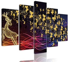 5-dielny obraz abstrakcia vesmírneho Jeleňa