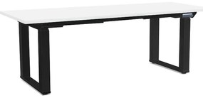 Výškovo nastaviteľný stôl OfficeTech Strong 200 x 80 cm, čierna podnož, biela