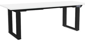 Výškovo nastaviteľný stôl OfficeTech Strong 200 x 80 cm, čierna podnož, biela