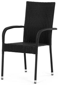 Autronic Záhradná stolička, kov, polyratan,čierna, A ZC-S2113 BK