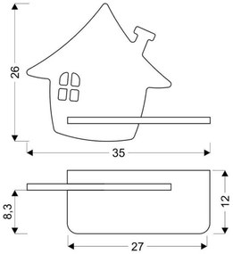 LED Detské nástenné svietidlo s poličkou HOUSE LED/4W/230V zelená/drevo