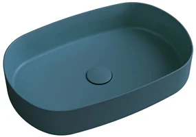 Sapho Sapho, INFINITY OVAL keramické umývadlo na dosku, 55x36 cm, matná zelena Petrol, 10NF65055-2P