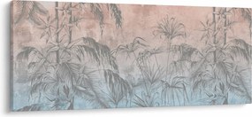 Obraz - Tropické rastliny na stene (120x50 cm)