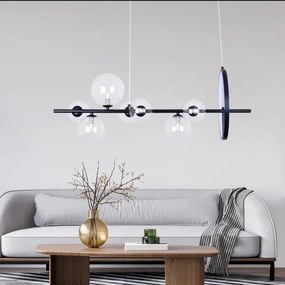 LED Luster na lanku HYBRID LED/15W/230V + 7xG9/6W 4000K čierna