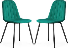 Sada dvoch jedálenských stoličiek LUMO zamatové, fľaškovo zelené / čierne nohy (2 ks)