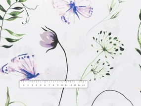 Biante Detský bavlnený záves Sandra SA-391 Lúčne kvietky s motýlikmi 150x150 cm