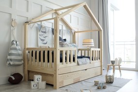 Detská domčeková posteľ HOUSEBED DUO PLUS bariéra plôtik so zásuvkami Veľkosť postele: 140/90
