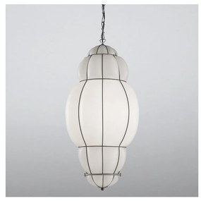 SIRU - Luster na reťazi RIVISTO 1xE27/60W/230V pr. 45 cm čierna/biela benátske sklo