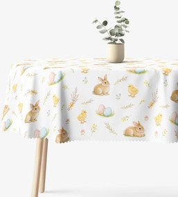 Goldea veľkonočný oválny teflónový obrus - veselá veľká noc 140 x 280 cm