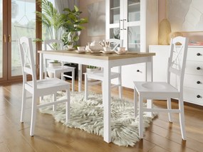 Jedálenský stôl so 4 stoličkami AL22, Morenie: sonoma - L, Farby nožičiek: biela