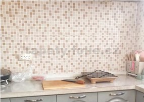 Samolepiace tapety 45 cm x 10 m IMPOL TRADE 9197, mozaika béžová so striebornou škárou, Samolepiace tapety