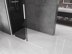 Mexen Velar, sprchová zástena s posuvnými dverami Walk-in 130 x 200 cm, 8mm šedé sklo, biela matná, 871-130-000-43-20