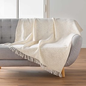 Krémová deka s prímesou bavlny 125x150 cm Ziggy – douceur d'intérieur