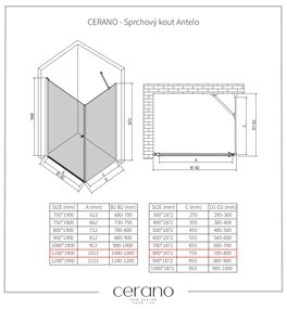 CERANO - Sprchovací kút Antelo L/P - chróm, transparentné sklo - 110x80 cm - krídlový, CER-CER-8050BD132