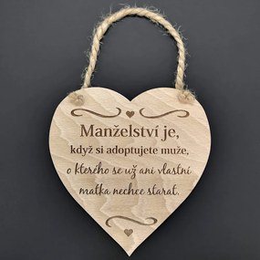 AMADEA Drevené srdce s textom Manželstvo je, keď si adoptujete.., masívne drevo, 16 x 15 cm