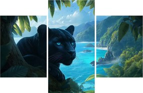 Obraz - Čierny panter v džungli (90x60 cm)