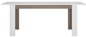 Tempo Kondela Jedálenský rozkladací stôl, biela extra vysoký lesk HG/dub sonoma tmavý truflový, 160-200x90 cm, LYNATET TYP 75