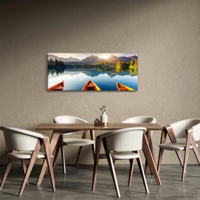 Obraz - Jazero s loďkami (120x50 cm)