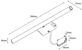 Sapho, IRENE 2 LED nástenné svietidlo, 9 W, 500x35x77 mm, chróm, E27556CI