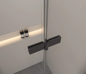 Erga Berlin, sprchový kút so skladacími dverami 110(dvere) x 100(stena) x 195 cm, 6mm číre sklo, čierny profil, ERG-V02-BERLIN-D110G100-CL-BK