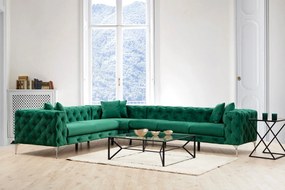 Luxusná rohová pohovka Como 270 x 310 cm, ľavá, zelená