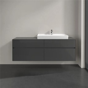 VILLEROY &amp; BOCH Collaro závesná skrinka pod umývadlo na dosku (umývadlo vpravo), 4 zásuvky, 1600 x 500 x 548 mm, Glossy Grey, C02700FP