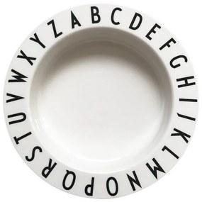 Biely detský hlboký tanier Design Letters Eat &amp; Learn, 15,5 cm