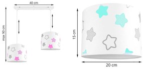 Detské závesné svietidlo Cone, 2x textilné tienidlo so vzorom (výber zo 6 farieb), (výber z 2 farieb konštrukcie)