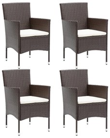 vidaXL Záhradné jedálenské stoličky 4 ks polyratanové hnedé