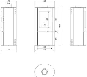 Kratki KOZA/AB/S/DR - Krbové oceľové kachle 8kW 150mm