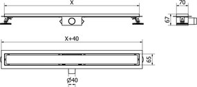Mexen Flat nerezový sprchový žľab 70 cm vzor M12, 1021070-15