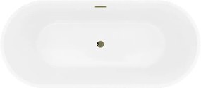 Mexen Yara, voľne stojaca ryhovaná vaňa 170 x 75 cm, biela lesklá, zlatý lesklý prepad, 52861707500-50