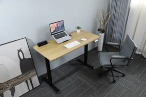 Výškovo nastaviteľný elektrický stôl BestBerg BBAT-14BWD / rozmer 140x70 cm / výška 93,4-125,4 cm / čierna/drevo