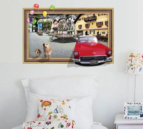 Veselá Stena Samolepka na stenu na stenu 3D Auto v obraze