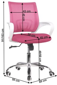 Kancelárske kreslo Subrina (ružová + biela). Vlastná spoľahlivá doprava až k Vám domov. 1029723