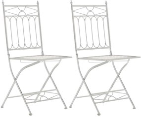 Kovová skladacia stolička Asina (SET 2 ks) - Biela antik