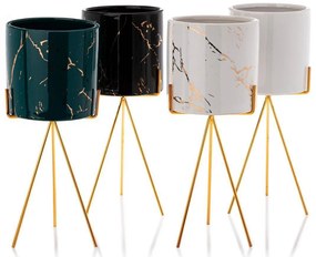 KERAMICKÝ KVETINÁČ SO STOJANOM EMMA 32X13 CM ČIERNA